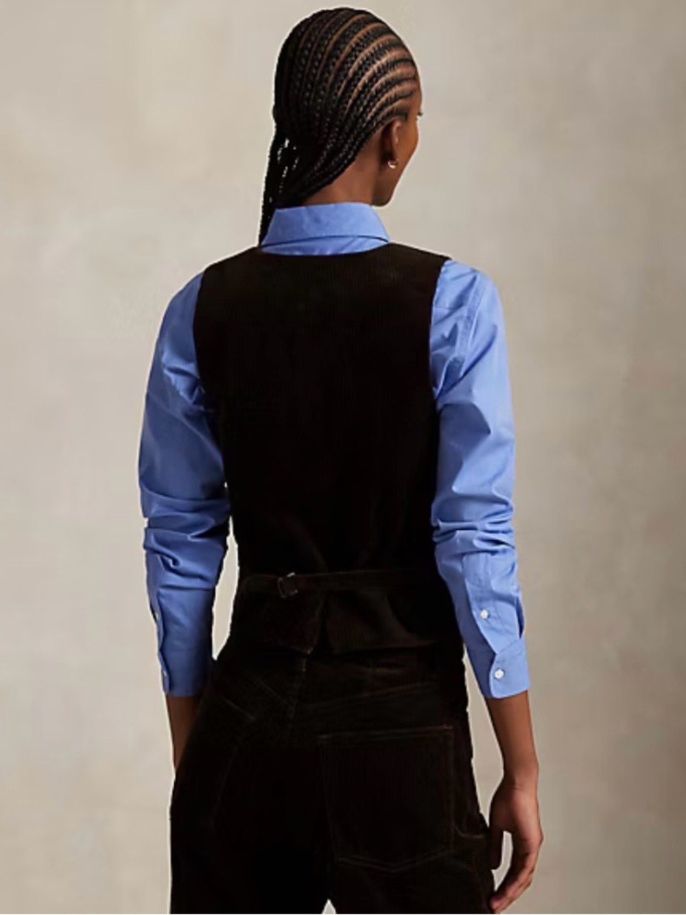 Polo Ralph Lauren Women’s Corduroy Vest Brown Tuxedo Cotton Button Up Waistcoat - Picture 4 of 12